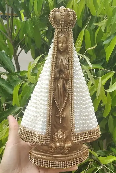Nossa Senhora Aparecida 22cm com Pérolas + Porta Aliança