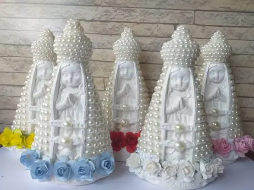 Nossa Senhora Aparecida Baby 14cm Com pérolas e Flores