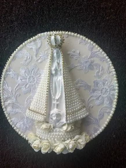 Mandala Divino Nossa Senhora Aparecida 25CM renda e pérolas