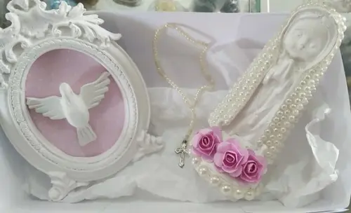 Kit Nossa Senhora de Fátima Baby + Quadrinho Divino Espírito