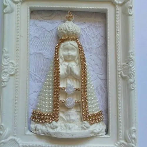 Quadrinho N. S. Aparecida com Pérolas
