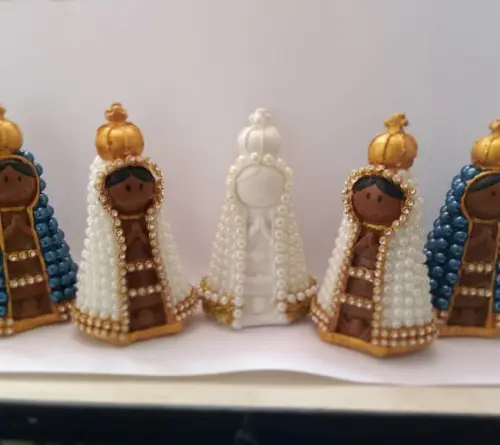 Kit 10 Nossa Senhora Aparecida Baby Pérolas 9cm