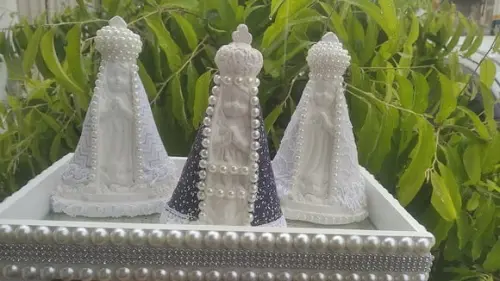 Kit 8 Nossa Senhora Aparecida Baby 15cm Manto Estampado