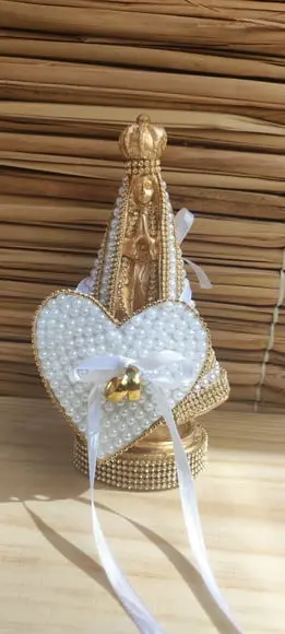 Nossa Senhora Aparecida 22cm com Pérolas + Porta Aliança