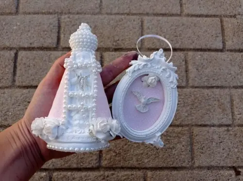 Kit Nossa Sra Aparecida Baby + Quadrinho Divino Espírito