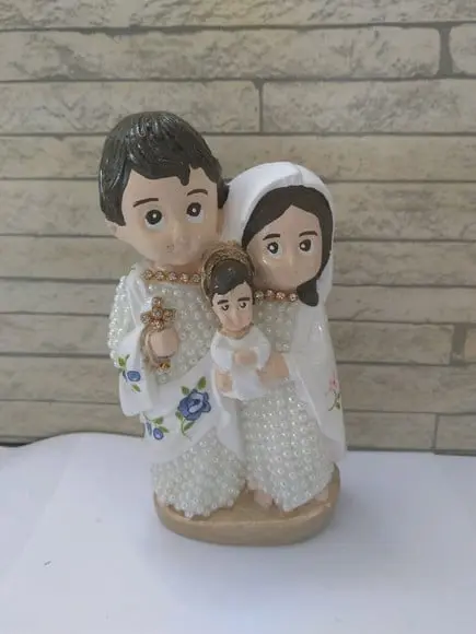 Sagrada Familia baby com flores 14cm