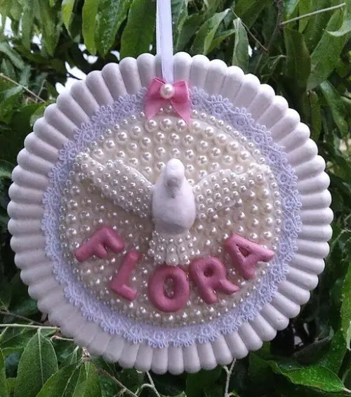 Quadrinho Divino com Nome e Pérolas
