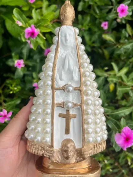 Nossa Sra Aparecida 20cm c/ Pérolas