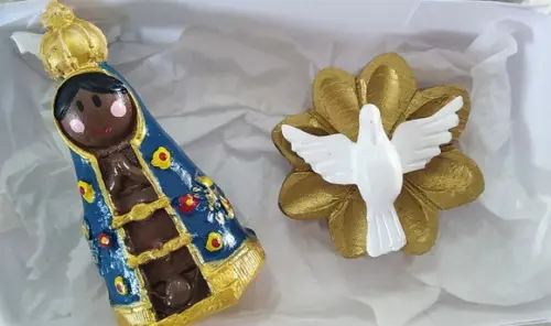 Kit Nossa Sra Aparecida baby + ímã Flor