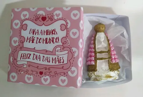 Nossa Senhora Aparecida 8cm pérolas + caixinha