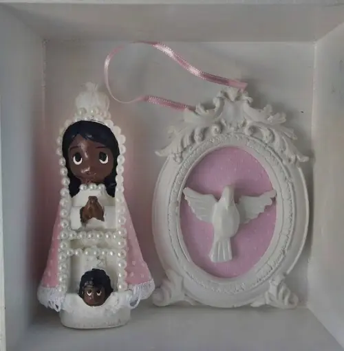 Kit Nossa Senhora Aparecida Baby + Quadrinho Divino Espírito