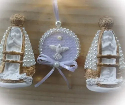 Kit 2 Nossa Senhora Aparecida Baby 9cm + Medalhão 5cm