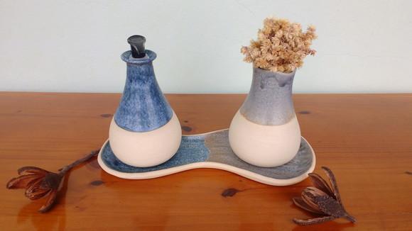 Kit para Lavabo Cinzazul - Saboneteira e Aromatizador 3 Pçs