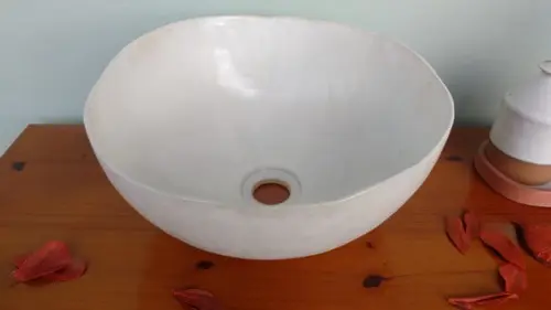 Cuba de Apoio Modelo Coco Pérola em Cerâmica Artesanal 40cm