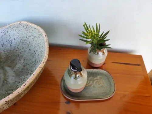 Kit Lavabo Aurora Verde com Saboneteira e Aromatizador 3 Pçs