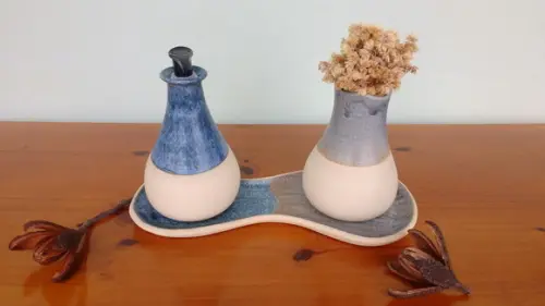 Kit para Lavabo Cinzazul - Saboneteira e Aromatizador 3 Pçs