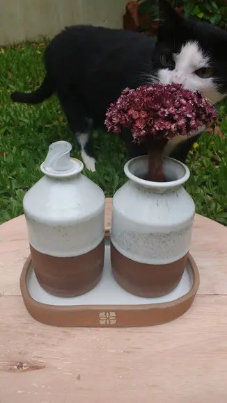 Kit para Lavabo Branco Rústico em Cerâmica Artesanal 3 Peças