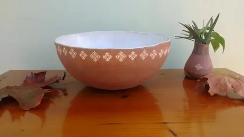 Cuba de Apoio Modelo Coco Mini 30 cm em Cerâmica Artesanal