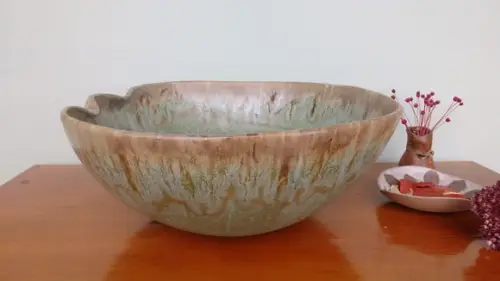 Cuba de Apoio Alga Verde em Cerâmica Artesanal 39 cm