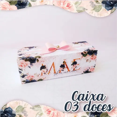 Caixa para 3 Doces Dia das Mães Lembrancinha