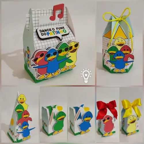 Kit 30 Lembrancinhas Patinho Colorido Bento e Totó