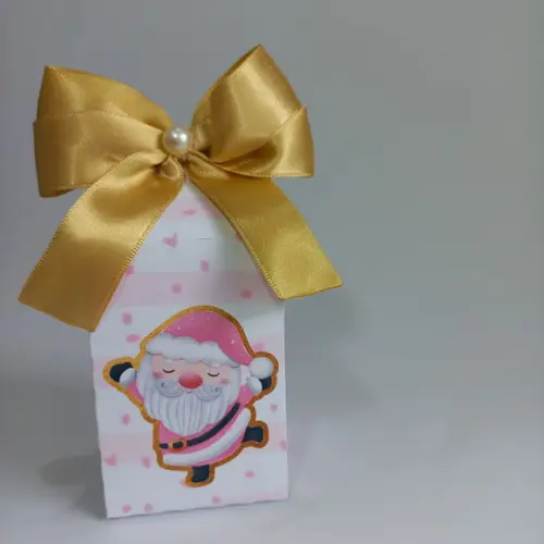 Caixa Natal Papai Noel Rosa Personalizada