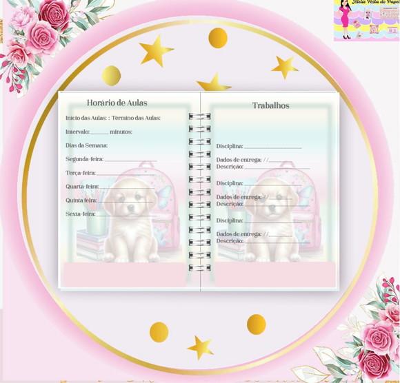 Arquivo Digital Combo Agenda Escolar Cachorrinho Aquarela 3