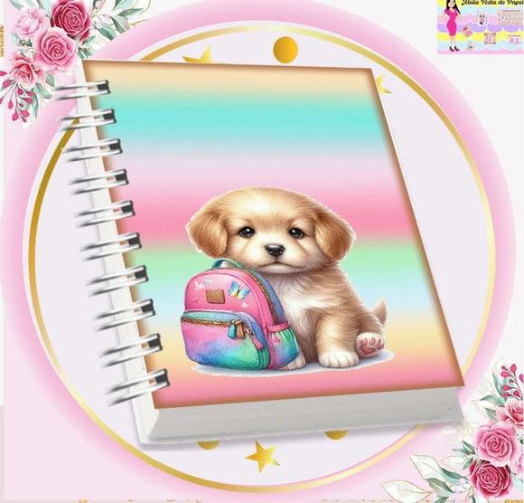 Arquivo Digital Combo Agenda Escolar Cachorrinho Aquarelado