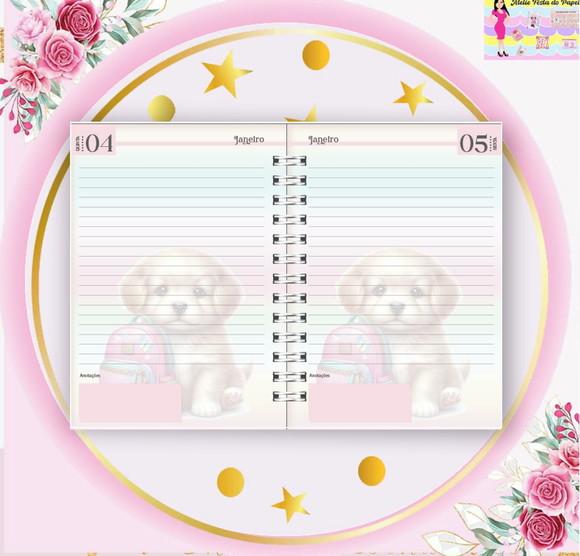 Arquivo Digital Combo Agenda Escolar Cachorrinho Aquarelado