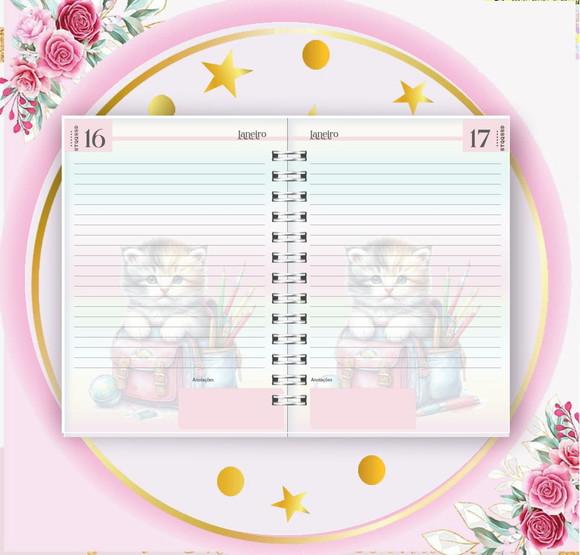 Arquivo Digital Combo Agenda Escolar Gatinho Aquarela