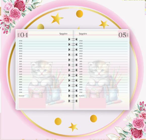 Arquivo Digital Combo Agenda Escolar Gatinho Aquarela
