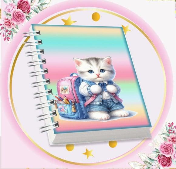 Arquivo Digital Combo Agenda Escolar Gatinho Aquarela 04
