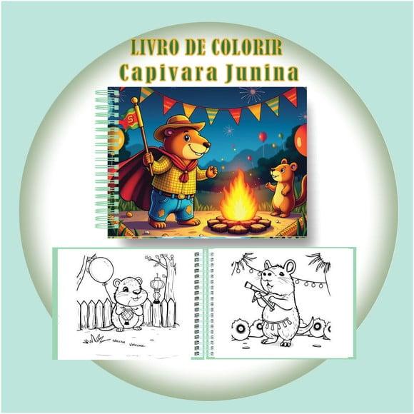 Arquivo Digital Livro de Colorir Capivara na Festa Junina