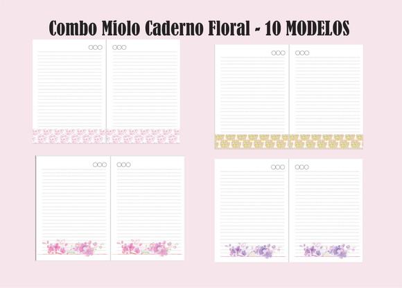 Combo Miolo Caderno Floral - 10 MODELOS
