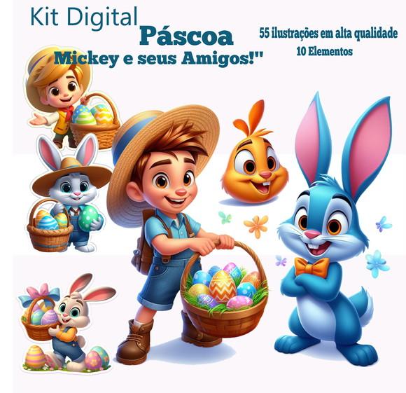 Kit Digitail Páscoa Mickey e Seus Amigos