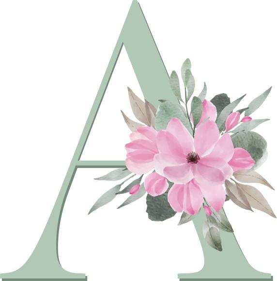Kit Digital Alfabeto Floral Verde