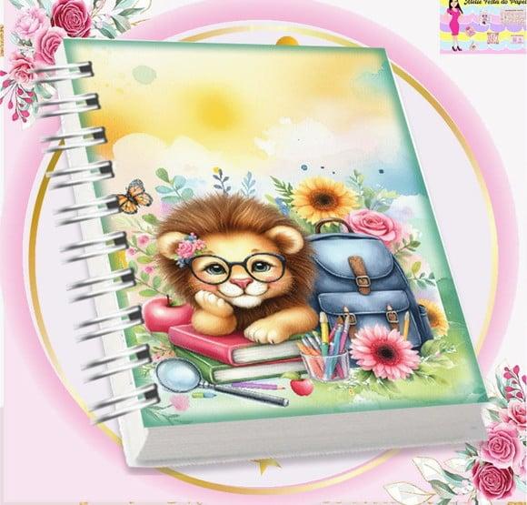 Volta às Aulas Arquivo Digital Combo Agenda Leão, Aquarelado