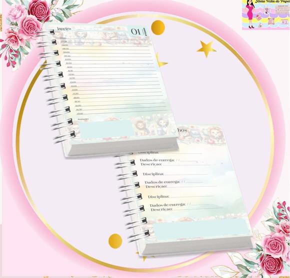 Volta às Aulas Arquivo Digital Combo Agenda Leão, Aquarelado