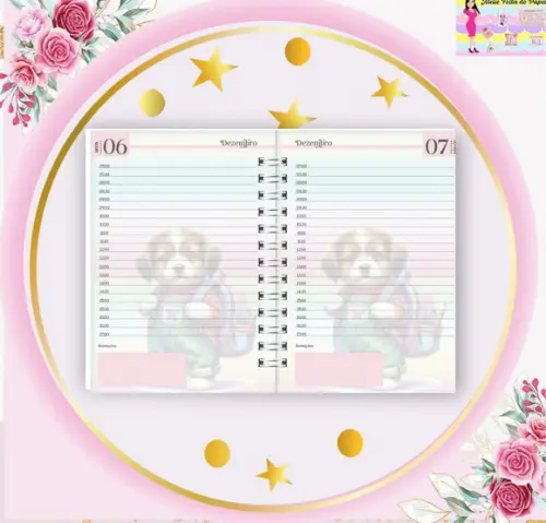 Arquivo Digital Combo Agenda Escolar Cachorrinho Aquarela 2