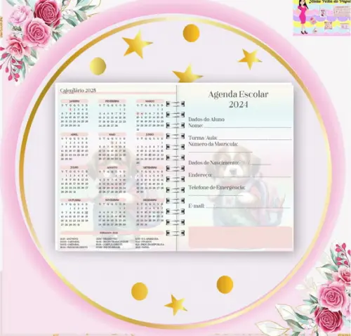 Arquivo Digital Combo Agenda Escolar Cachorrinho Aquarela 2