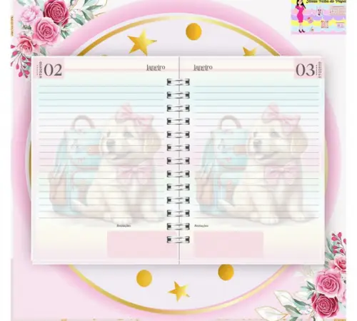 Arquivo Digital Combo Agenda Escolar Cachorrinho Aquarela 4