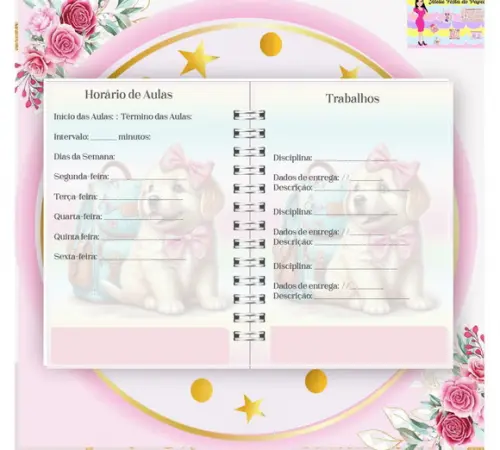 Arquivo Digital Combo Agenda Escolar Cachorrinho Aquarela 4