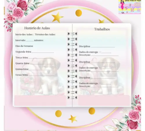 Arquivo Digital Combo Agenda Escolar Cachorrinho Aquarela 6