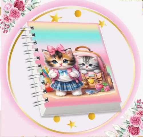Arquivo Digital Combo Agenda Escolar Gatinha Aquarela 01