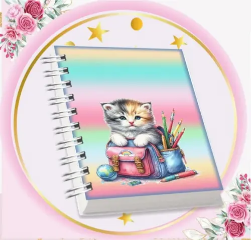 Arquivo Digital Combo Agenda Escolar Gatinho Aquarela