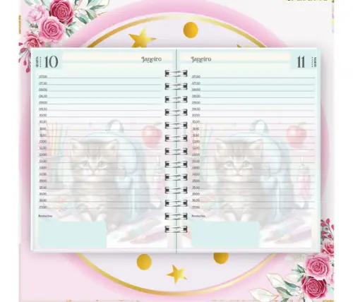 Arquivo Digital Combo Agenda Escolar Gatinho Aquarela 03