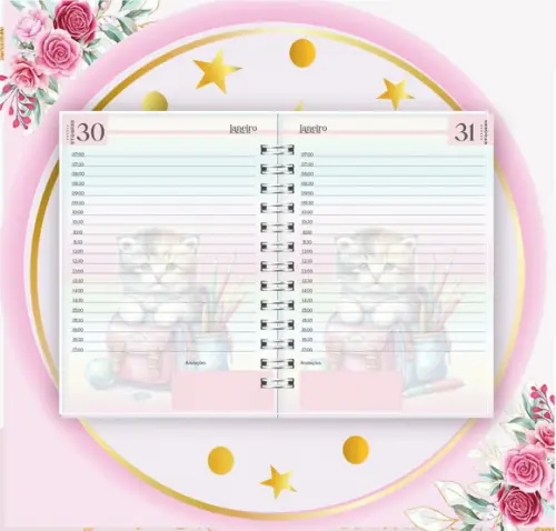Arquivo Digital Combo Agenda Escolar Gatinho Aquarela