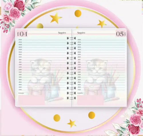 Arquivo Digital Combo Agenda Escolar Gatinho Aquarela