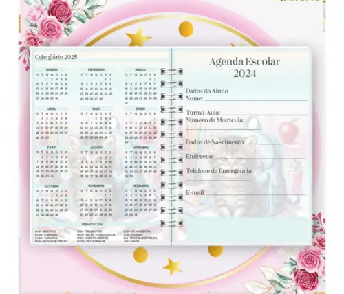Arquivo Digital Combo Agenda Escolar Gatinho Aquarela 03