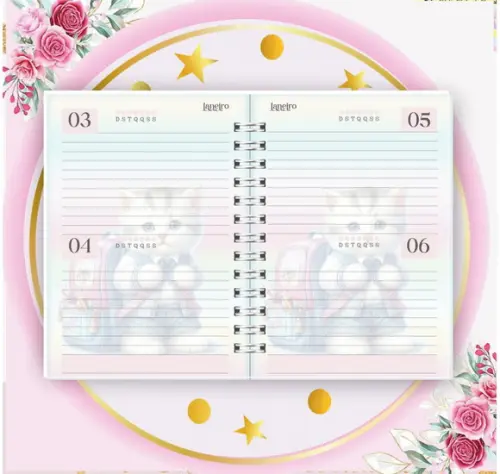 Arquivo Digital Combo Agenda Escolar Gatinho Aquarela 04